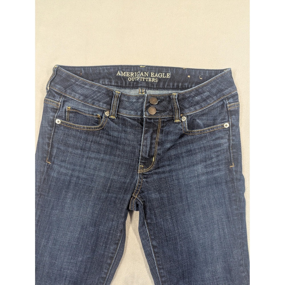 American Eagle Jeans Womens 8 Blue Artist Crop Low Rise Med Wash Stretch Denim - Picture 2 of 15
